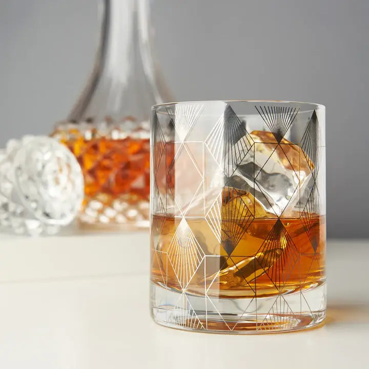 Metropolis Deco Crystal Rocks Glass