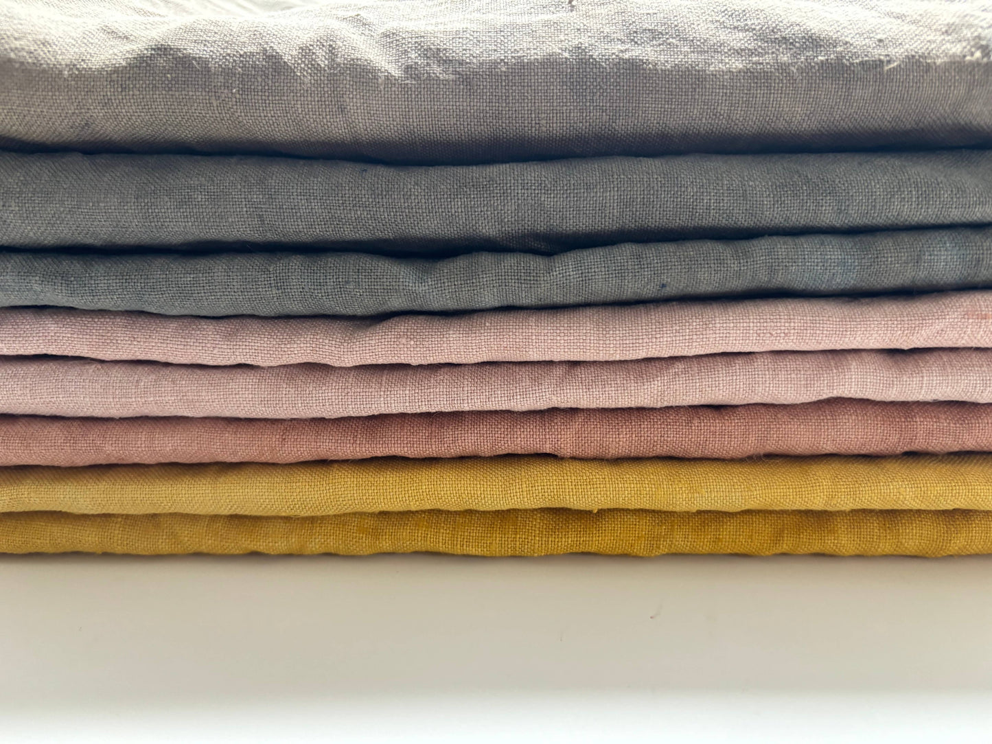 Naturally Dyed Linen Tea Towels: Green