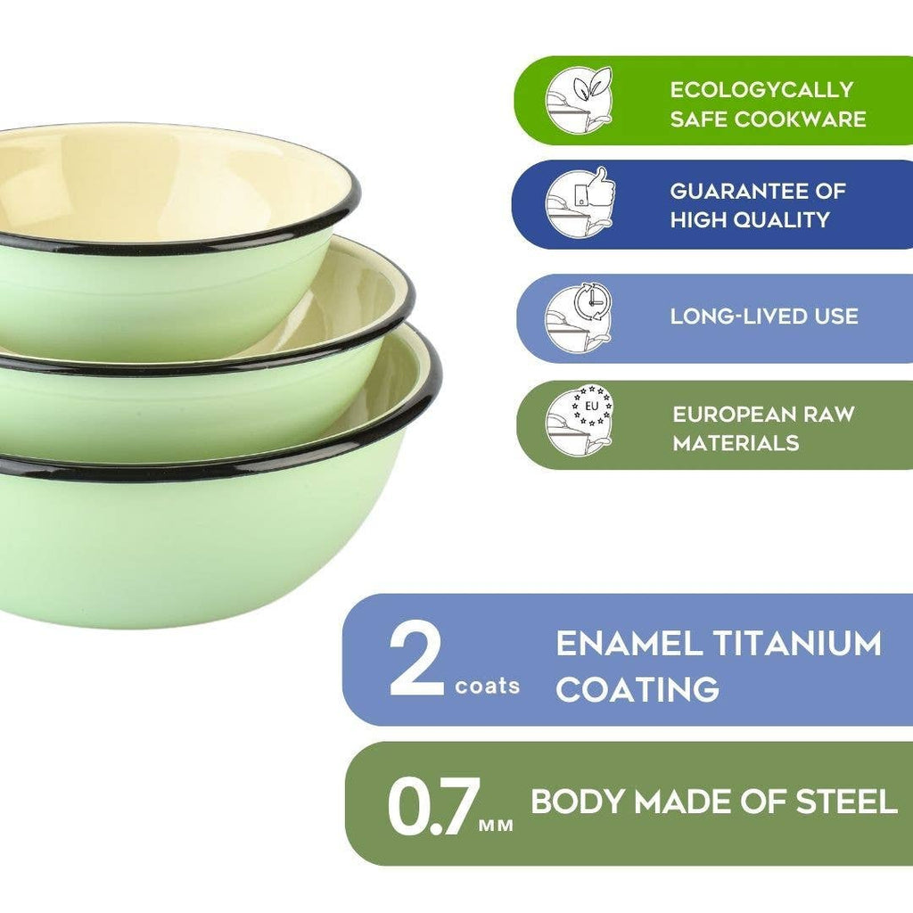 STP - Mint Сoolness Enamel Steel Bowl Set of 3 (1.6+2.7+4.2-qt)