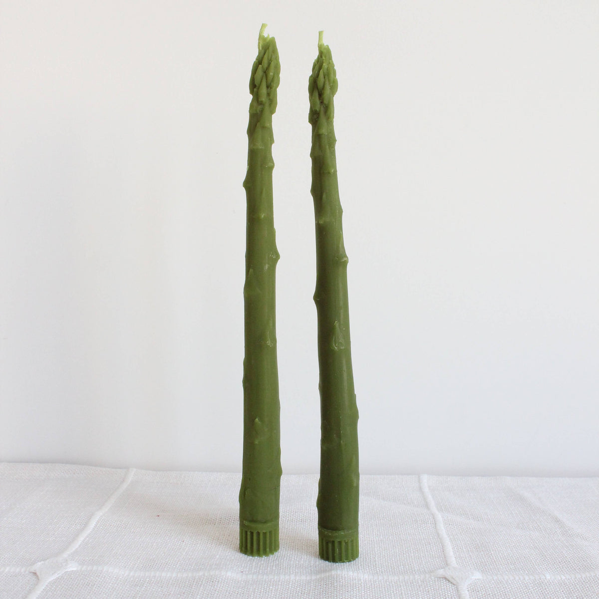 Happy Organics - Asparagus Beeswax Candle Taper Pair: Hand-wrapped
