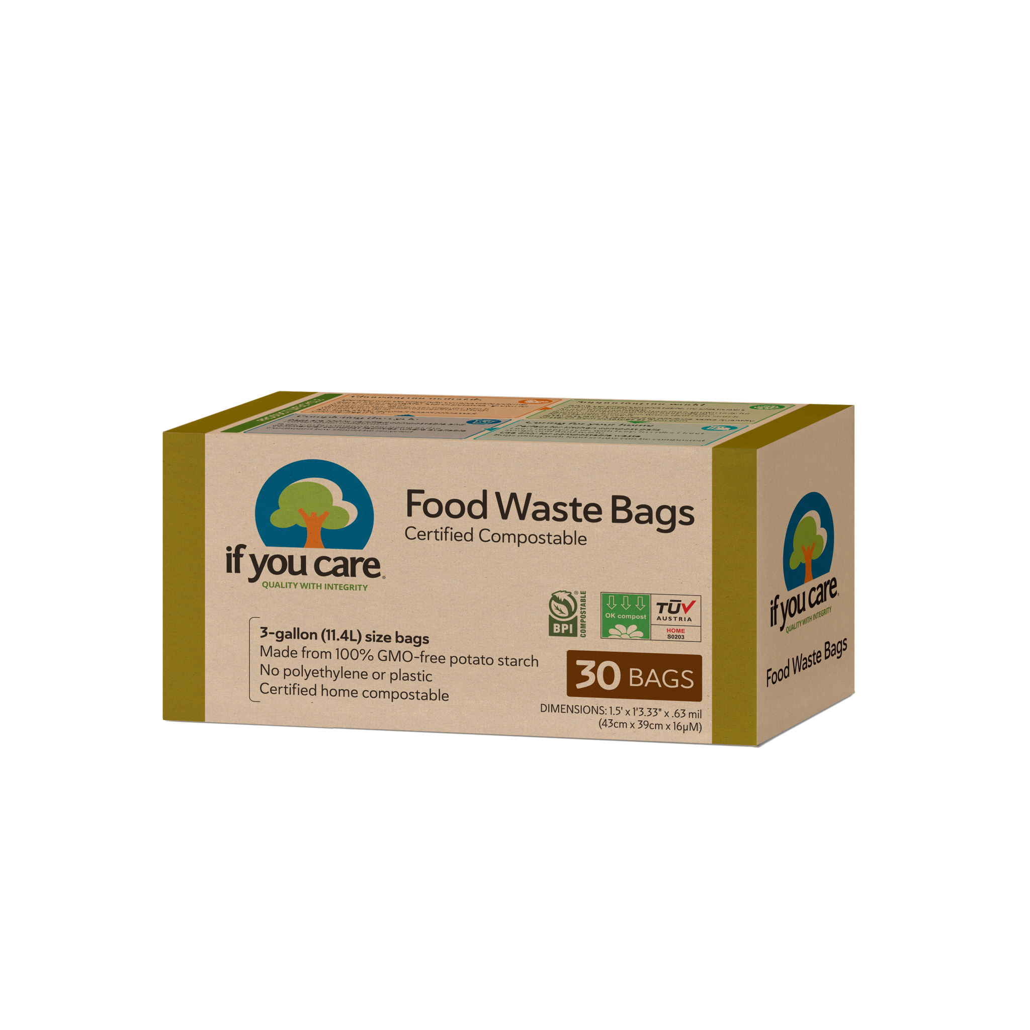 3 Gallon Certified Compostable Food Waste Bags