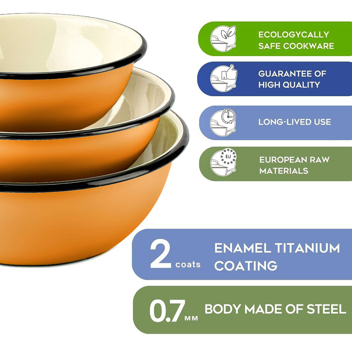 STP - Mustard Enamel Bowl Set of 3
