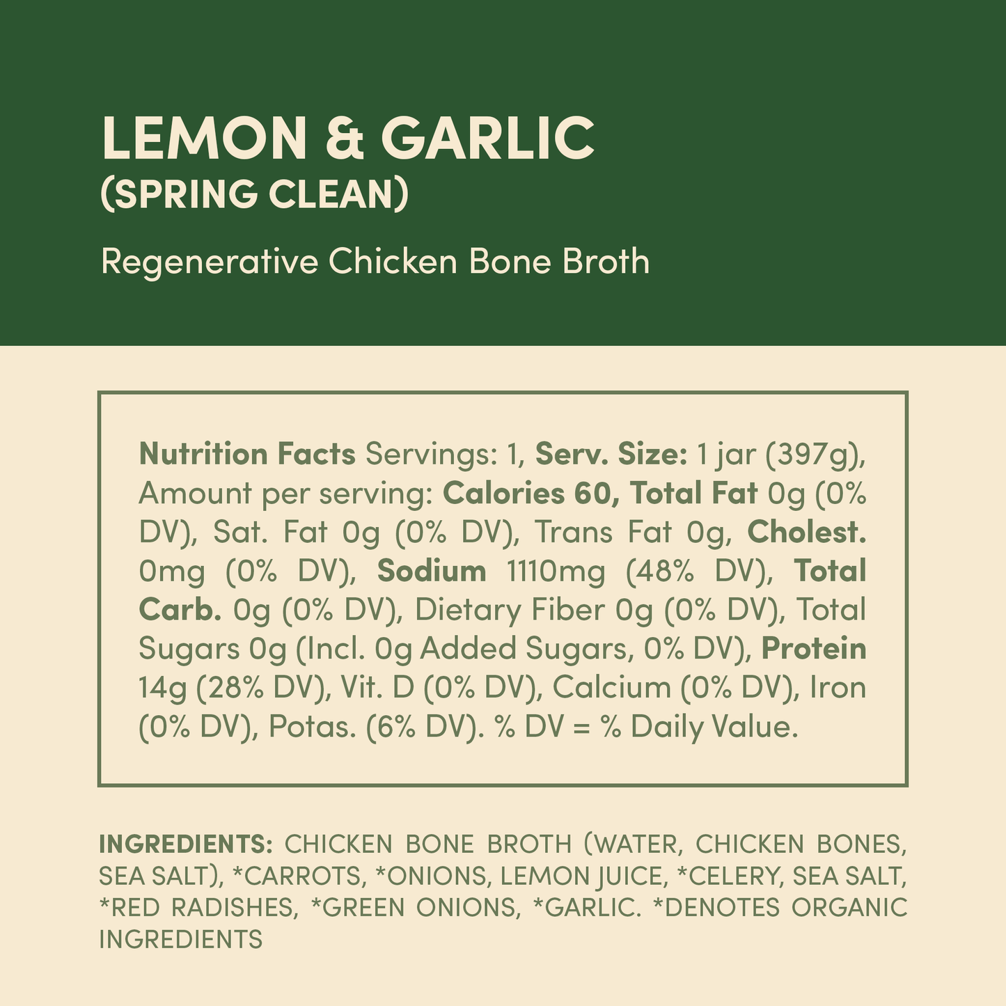 Fond Bone Broth - Lemon & Garlic Pasture-Raised Chicken Bone Broth 14oz