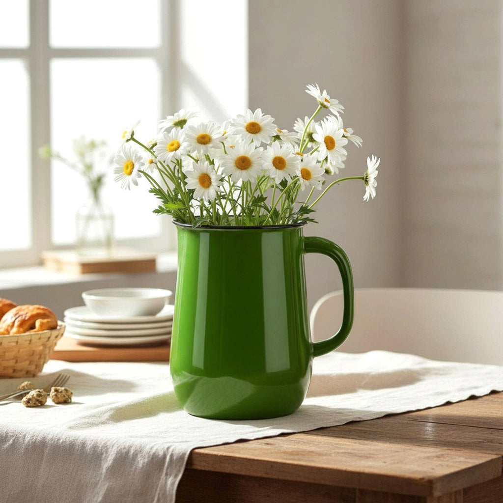 STP - Grass Green Vintage Enamel Jug Pitcher