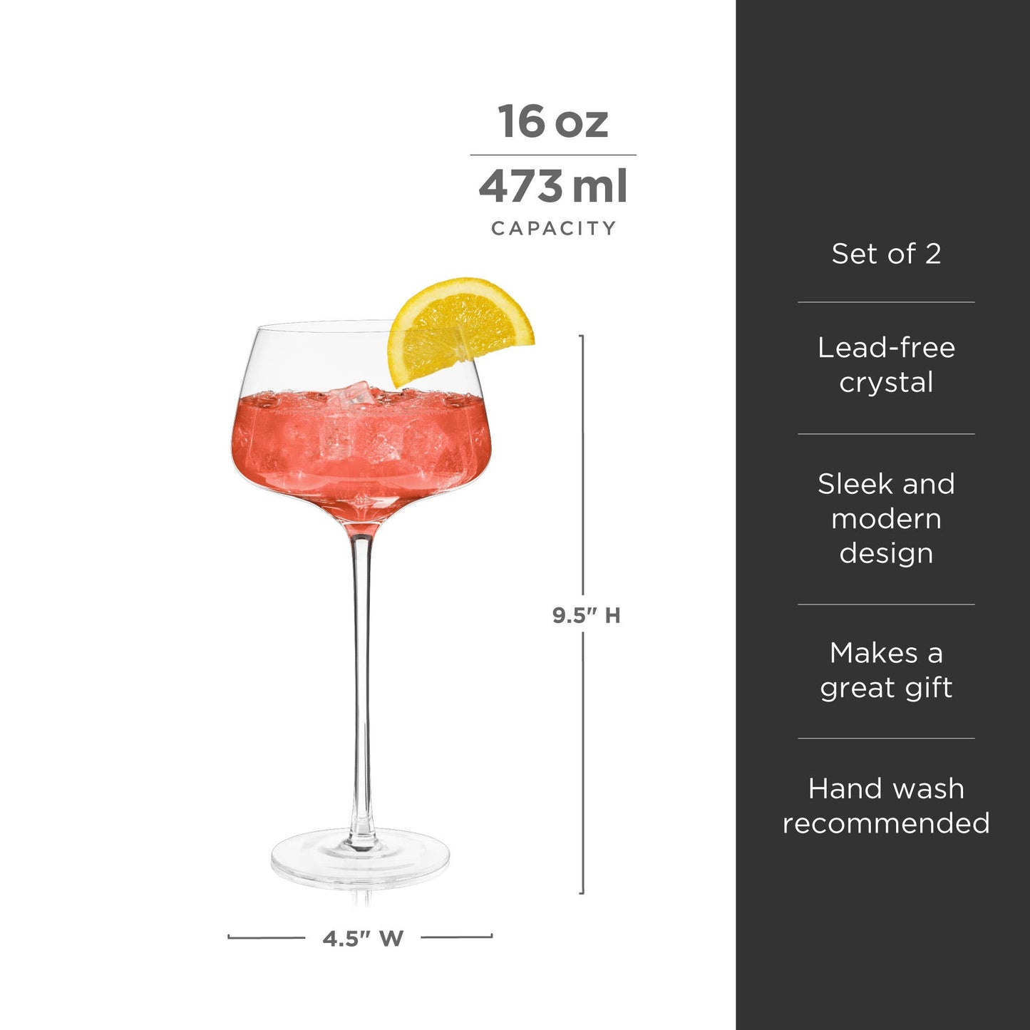 Raye™ Angled Crystal Stemmed Amaro Spritz Glasses