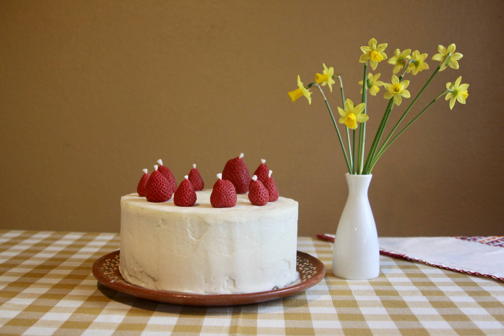 Beeswax Strawberry Birthday Candles