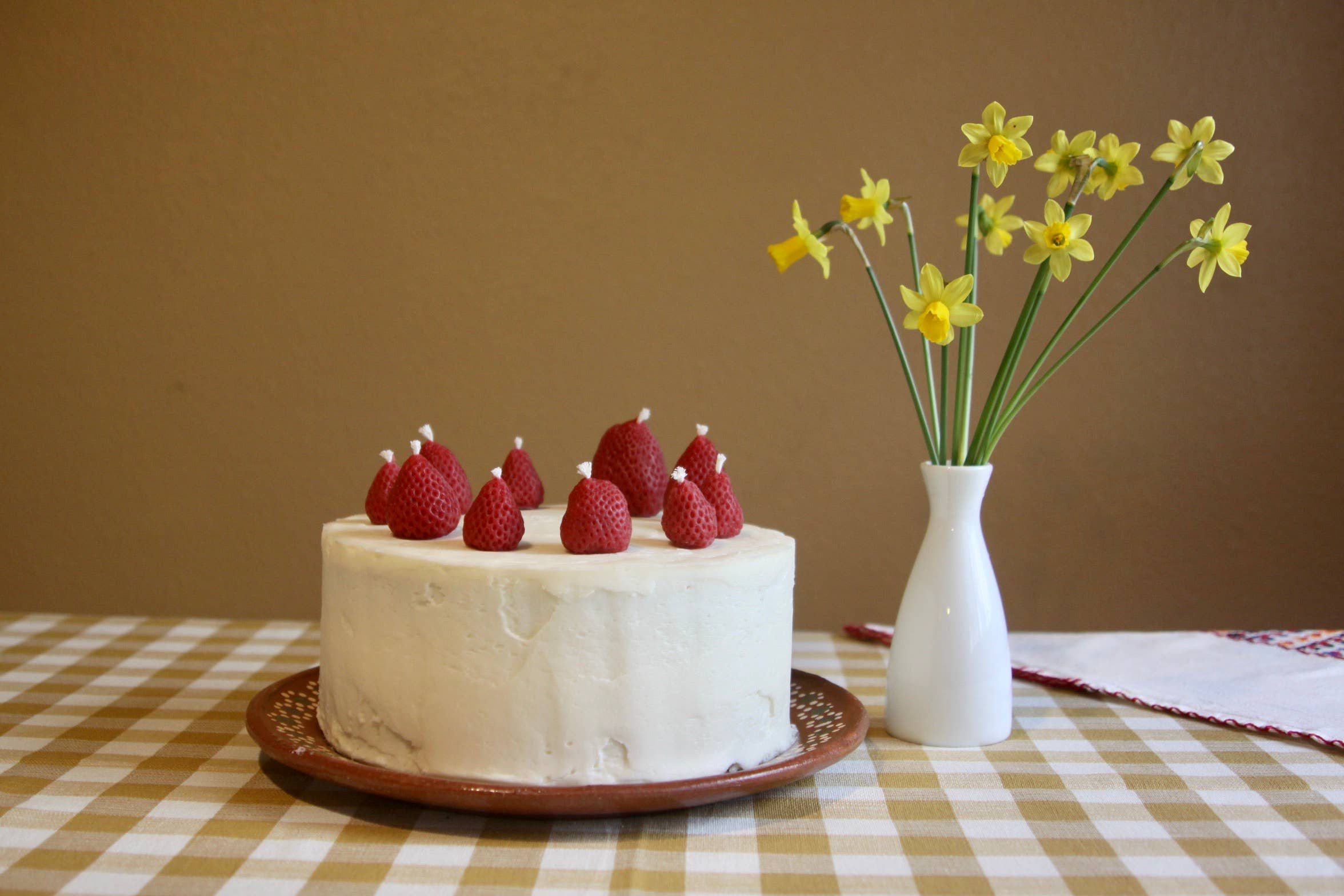 Beeswax Strawberry Birthday Candles