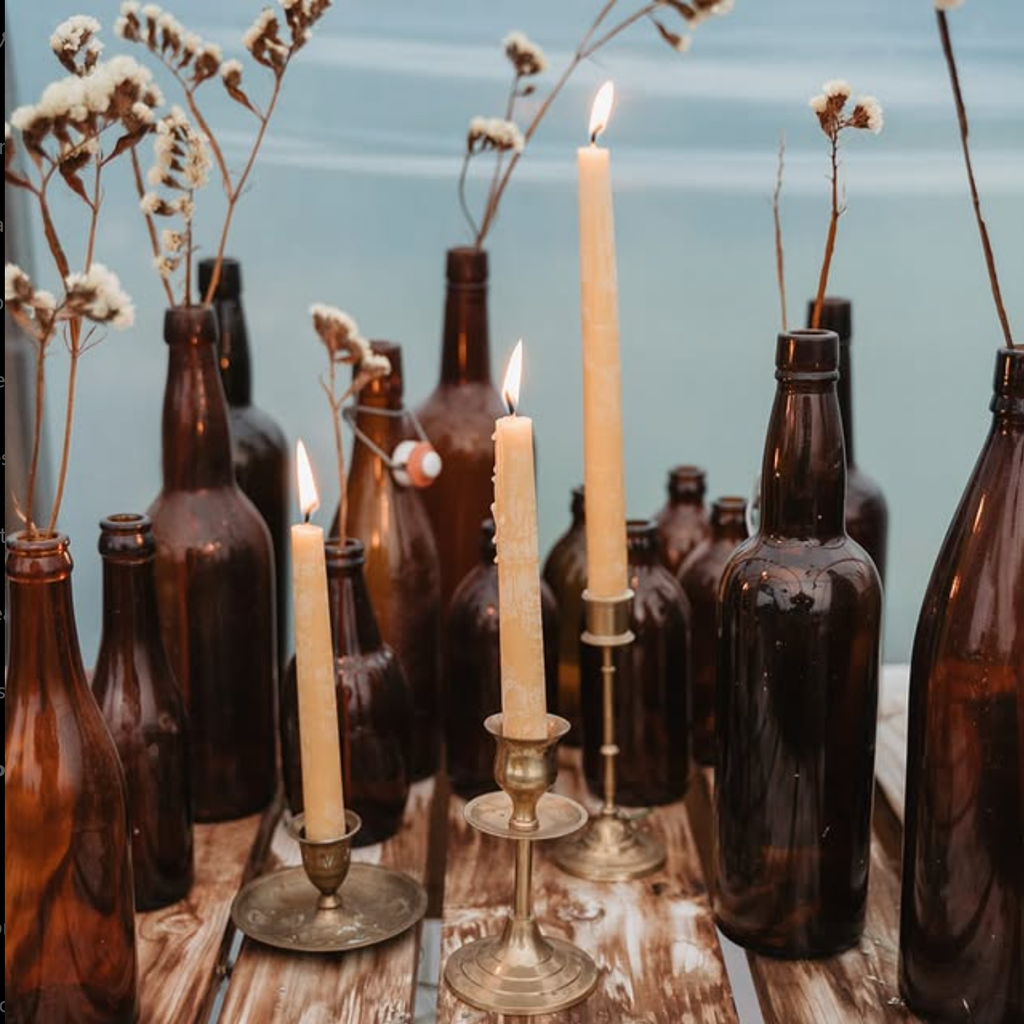 Wild Hive Apiary - 10” Natural Beeswax Hand-Dipped Taper Candles (Pair)