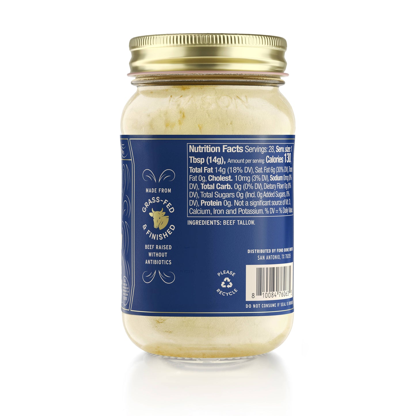 Fond Bone Broth - Pure & Unflavored Regenerative Beef Tallow