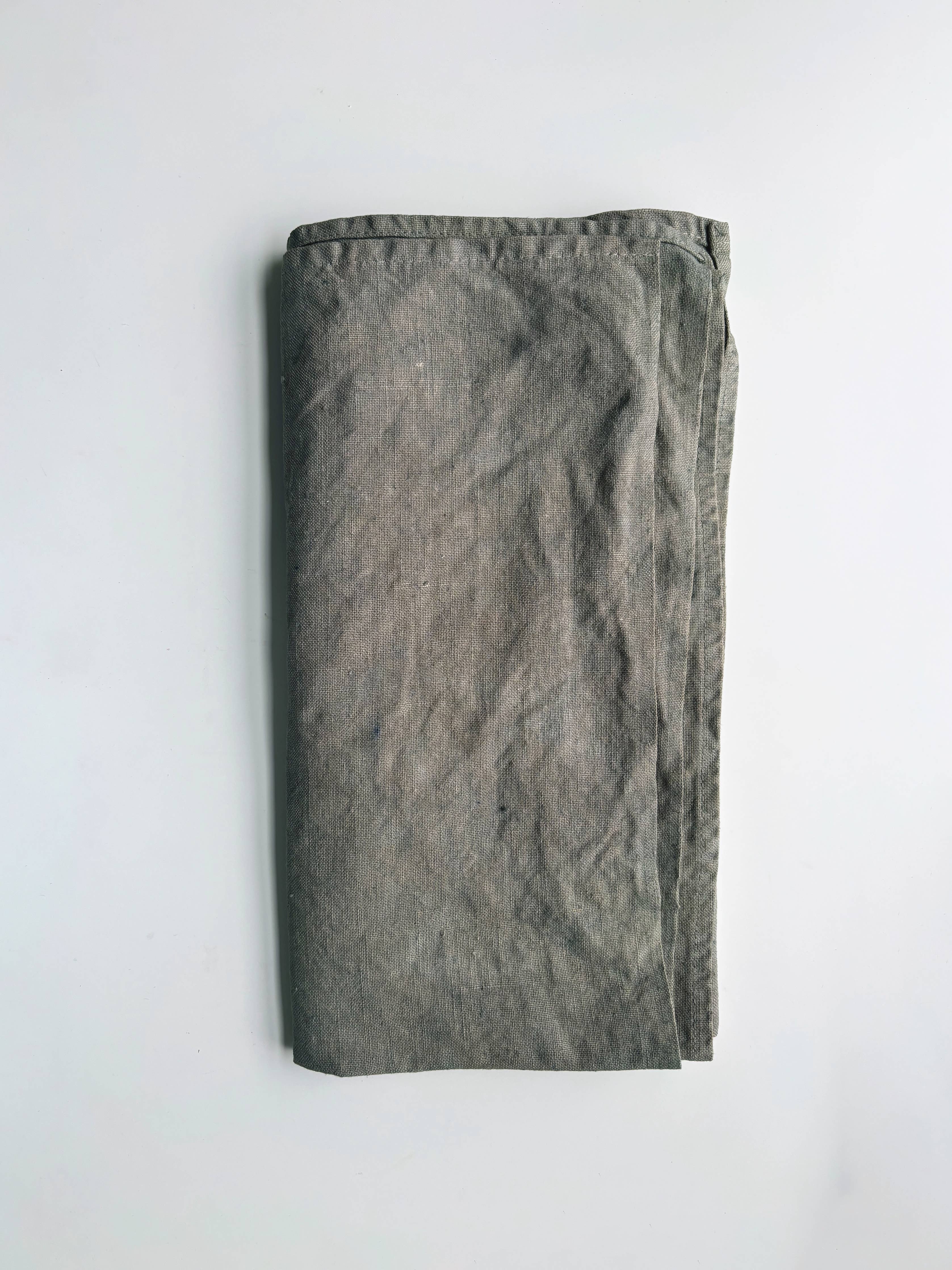 Naturally Dyed Linen Tea Towels: Green