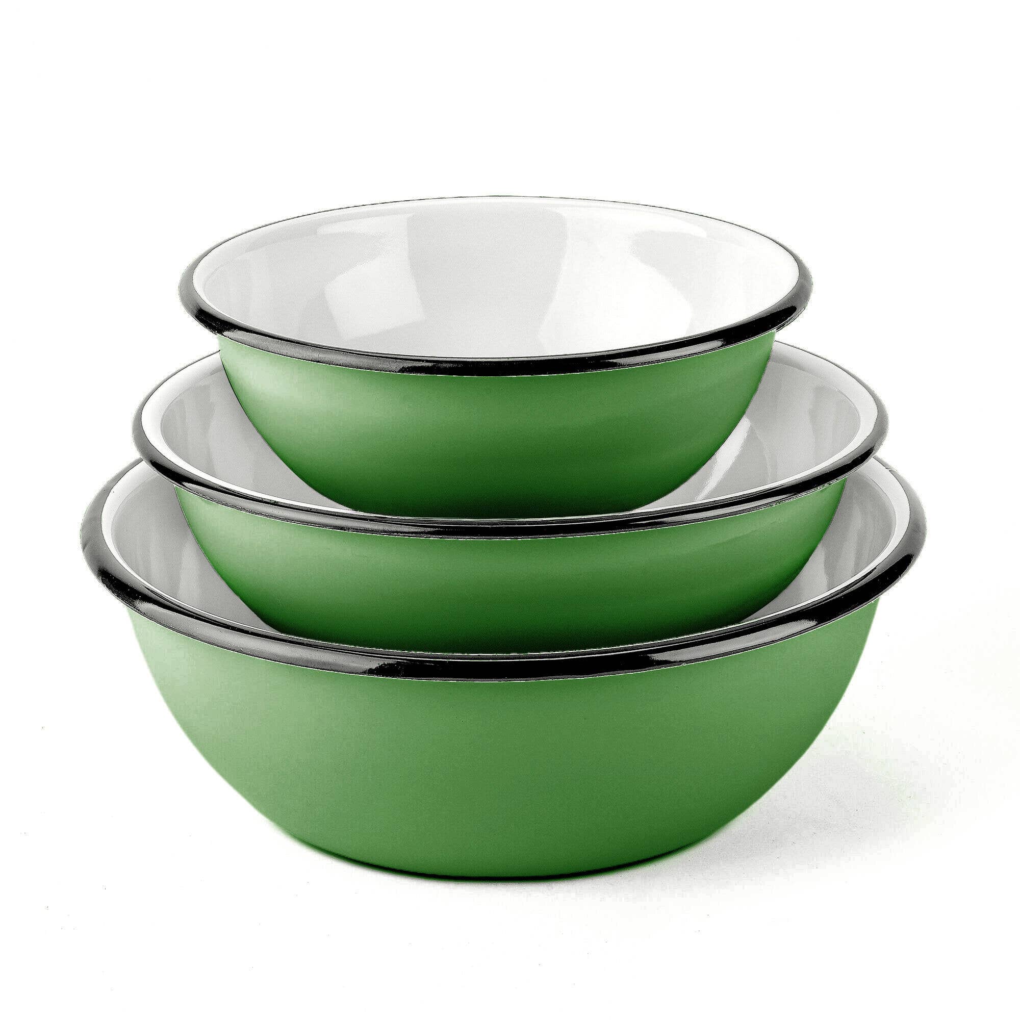 STP - Green Grass Enamel Bowl Set of 3