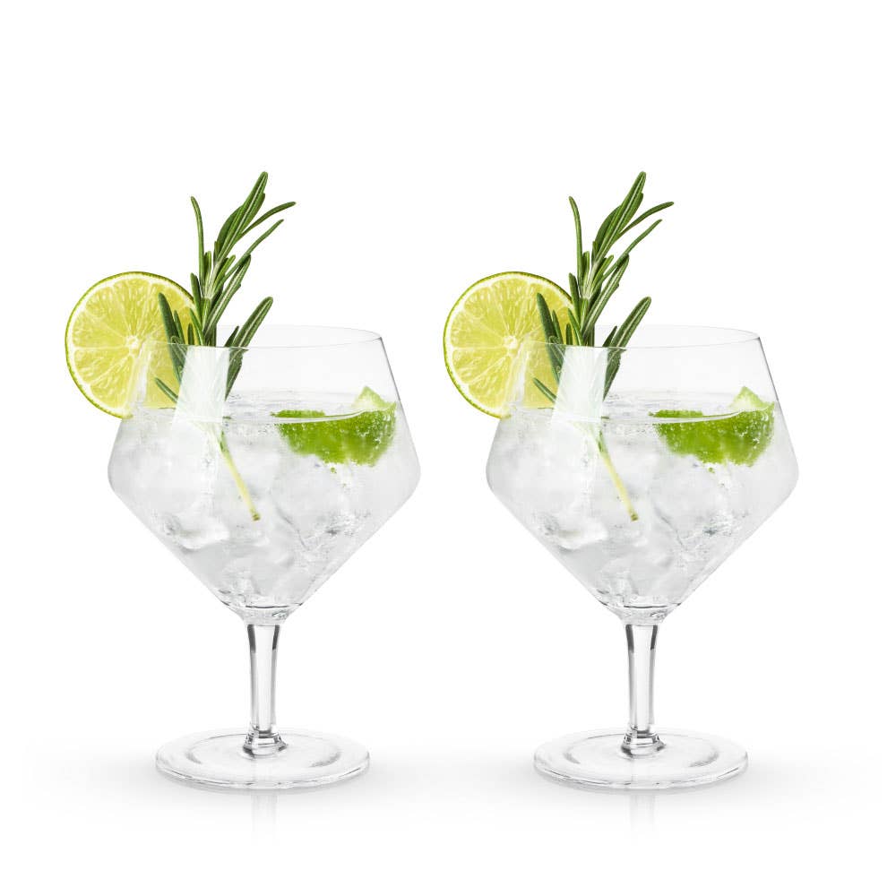 Raye™ Stemmed Angled Crystal Gin & Tonic Glasses