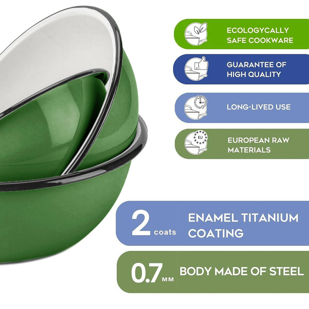 STP - Green Grass Enamel Bowl Set of 3