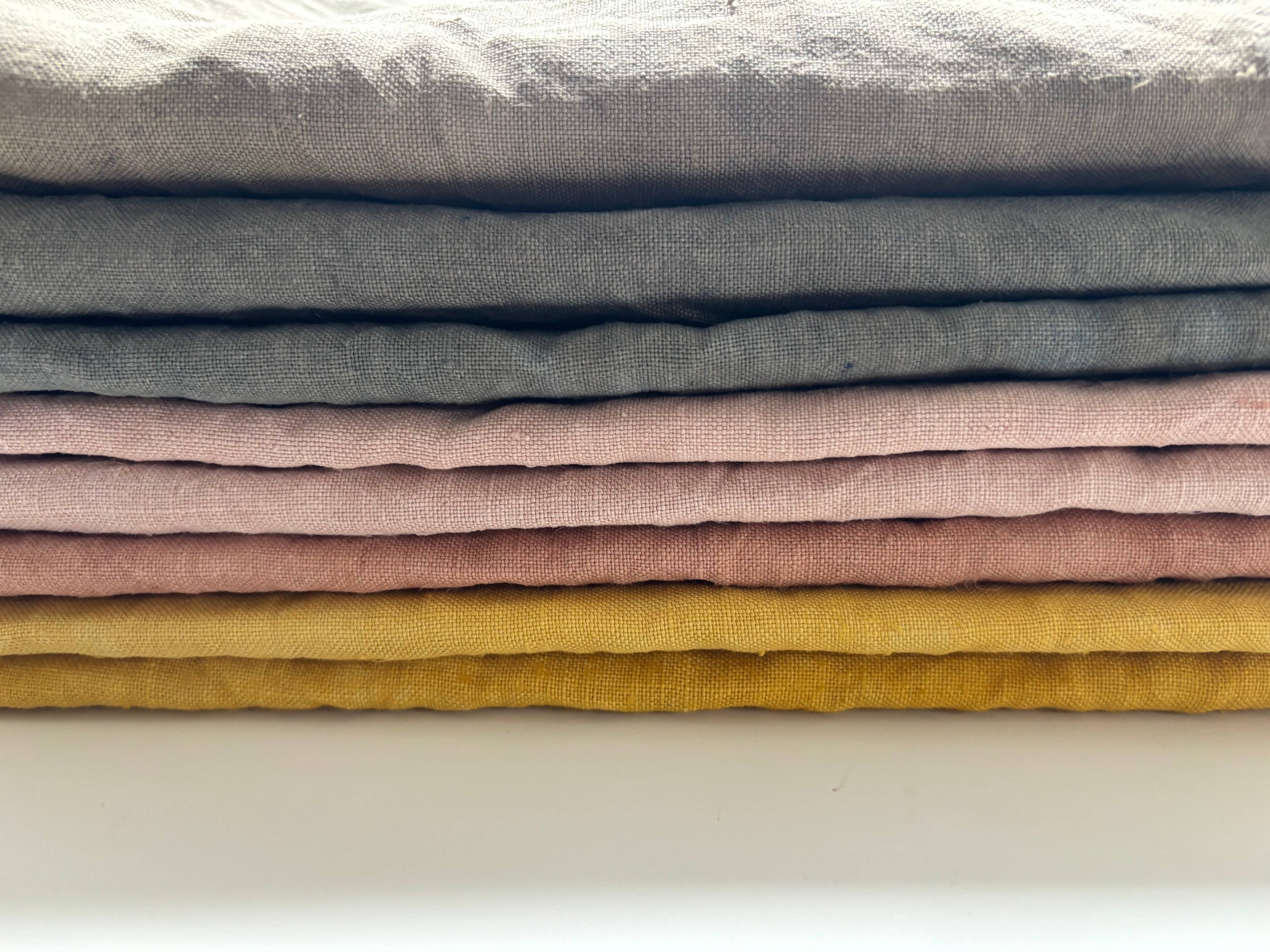 Naturally Dyed Linen Tea Towels: Green