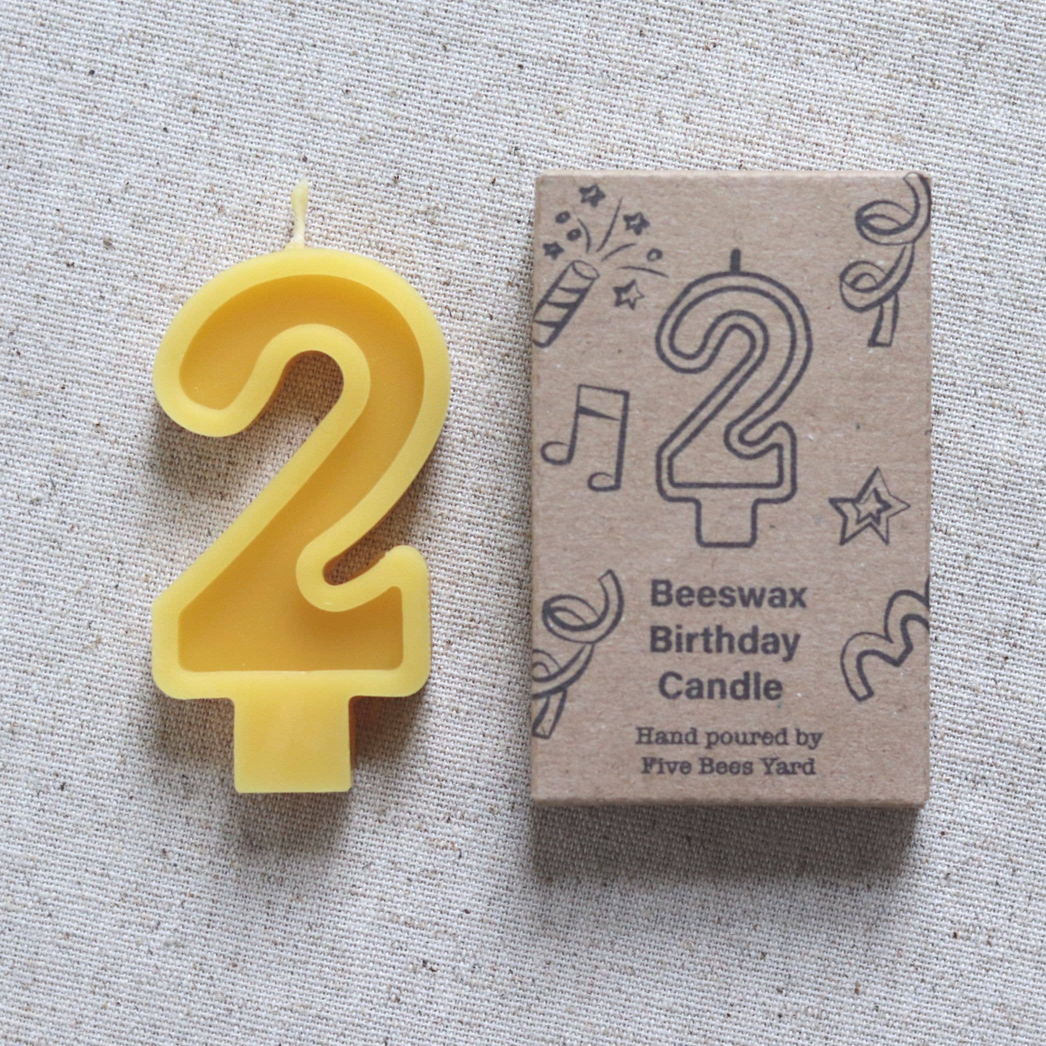 Five Bees Yard - Birthday Candles Numbers | Beeswax Birthday Cake Candle: 6