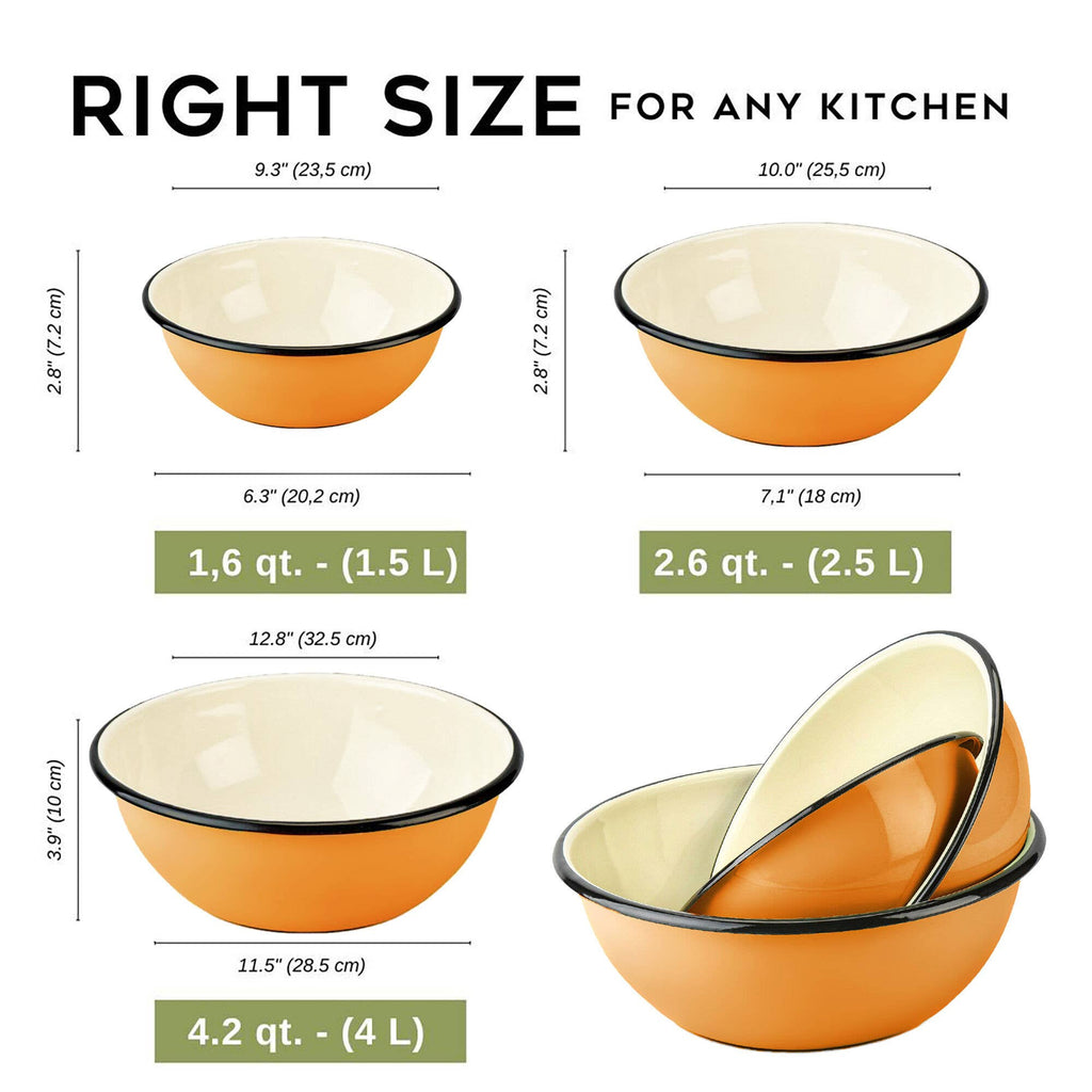 STP - Mustard Enamel Bowl Set of 3
