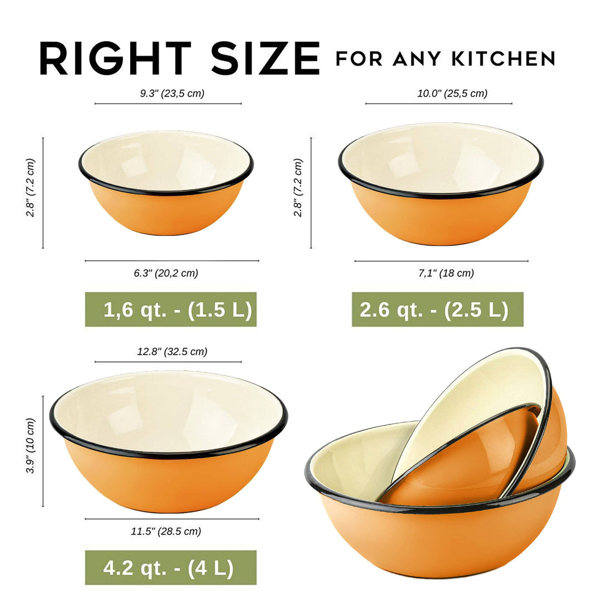 STP - Mustard Enamel Bowl Set of 3