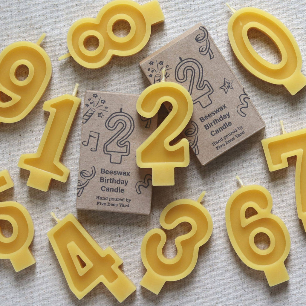 Five Bees Yard - Birthday Candles Numbers | Beeswax Birthday Cake Candle: 1