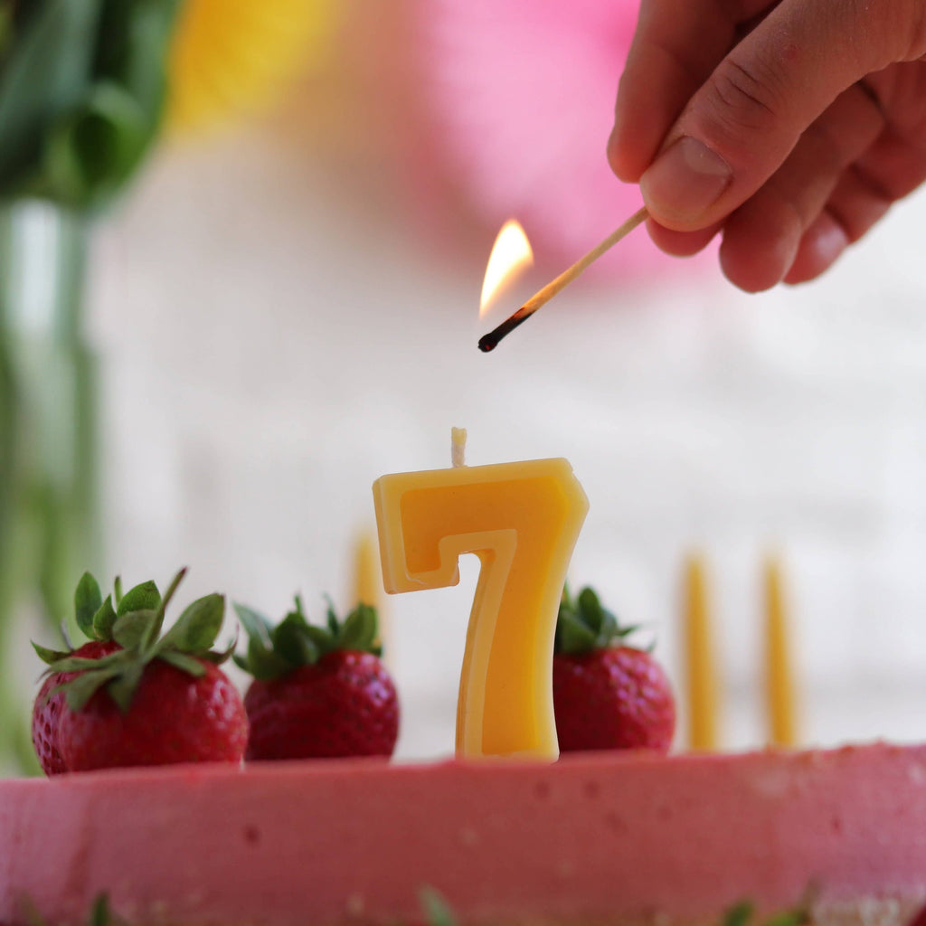 Five Bees Yard - Birthday Candles Numbers | Beeswax Birthday Cake Candle: 4