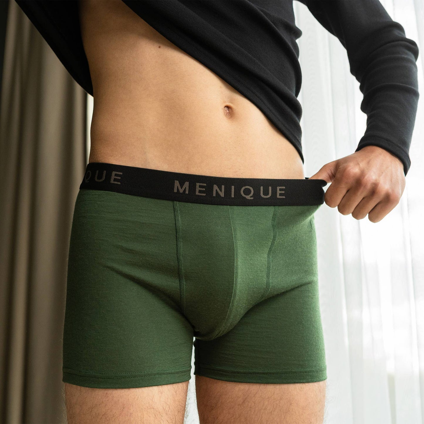 menique - Men's Merino 160 Short Boxer Briefs: Black / M