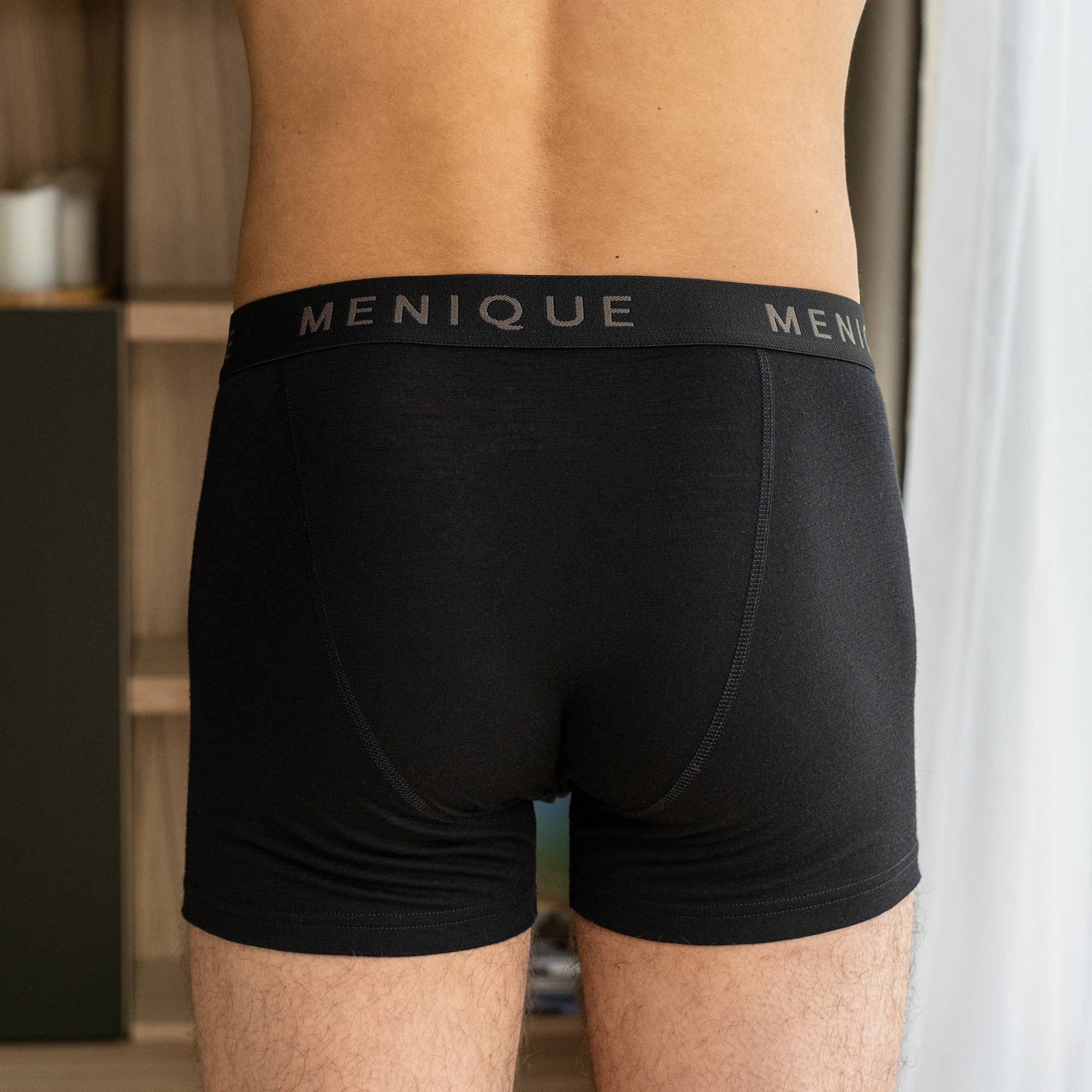 menique - Men's Merino 160 Short Boxer Briefs: Black / M